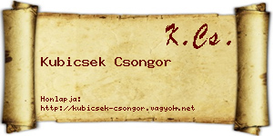 Kubicsek Csongor névjegykártya